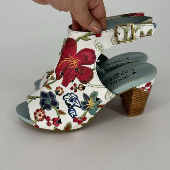 L'Artiste Spring Step Tapestry Leather Slingback Open Toe 3" Heel EU 40 US 8.5 - Picture 3 of 9